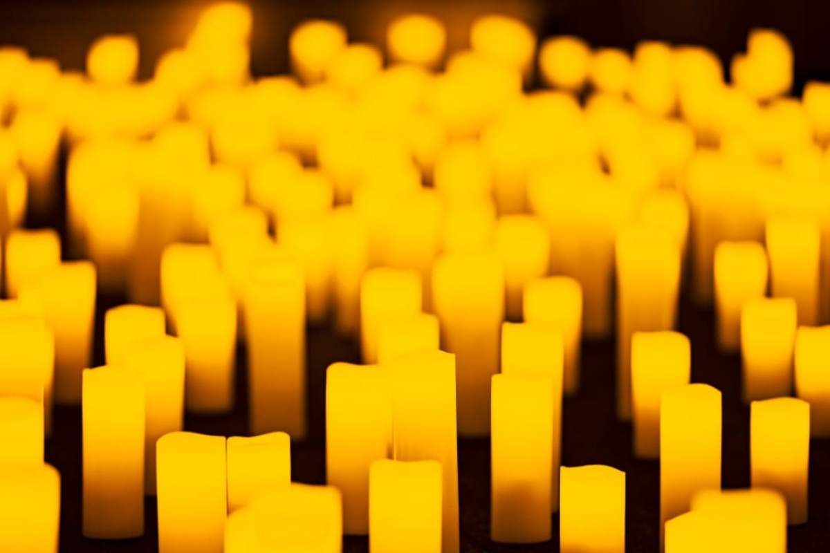 Candles on display for a Candlelight concerts.