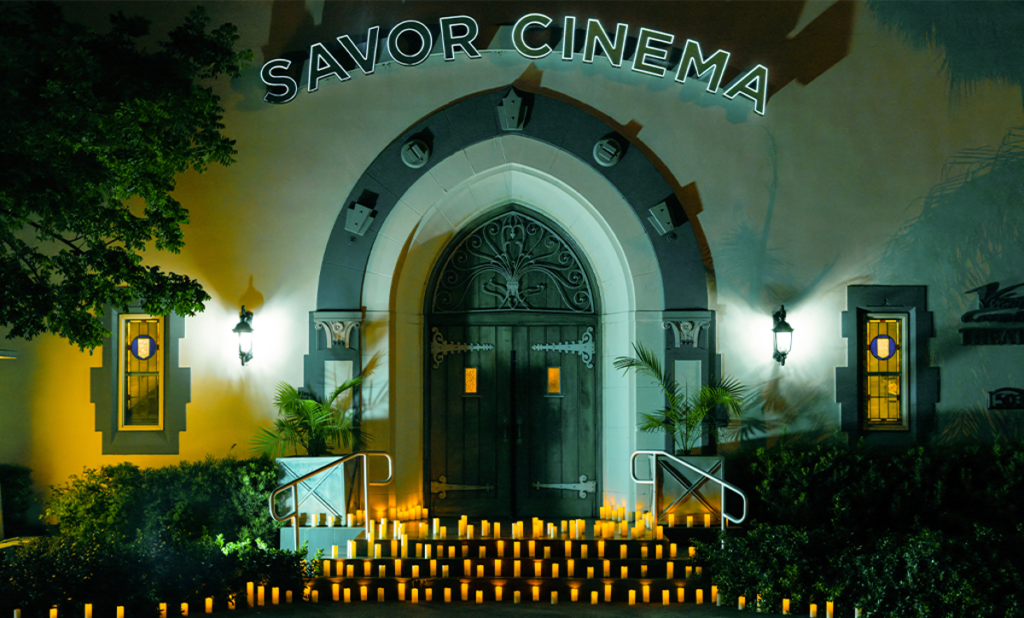 The main entrance of Savor Cinema in Fort Lauderdale