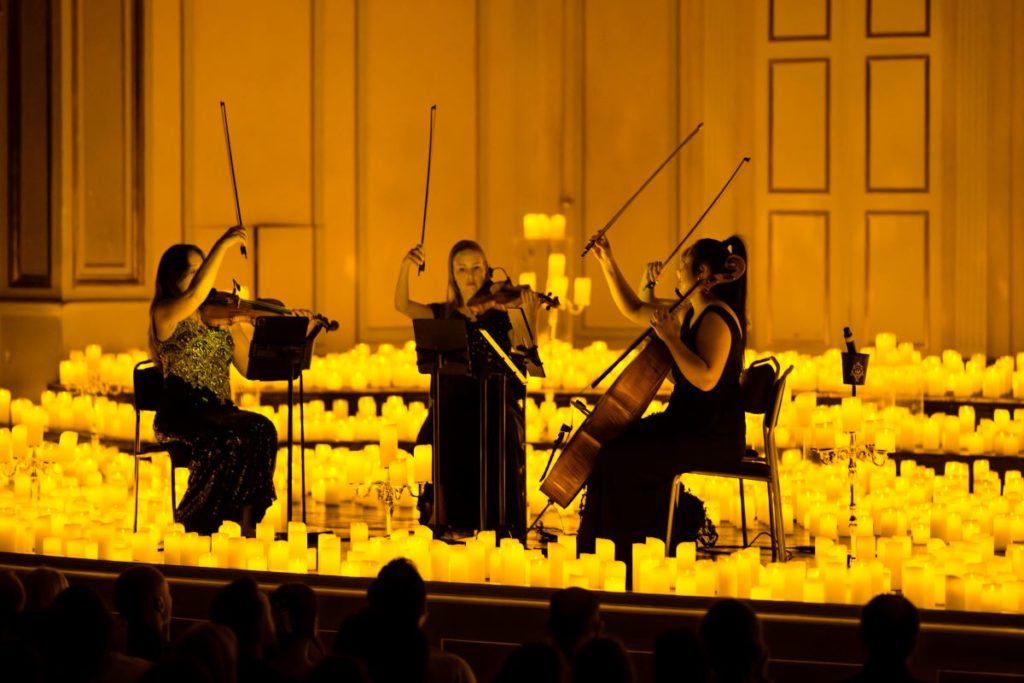 A string quartet performing a Candlelight concert.