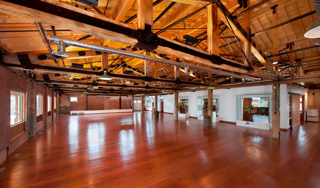 Laurel Packinghouse with a dark wooden floor.