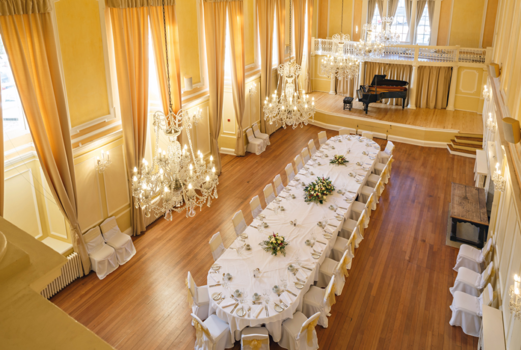 The lavish interiors of The Noverre Room at The Assembly House